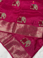 Rani Pure Russian Silk Resham Embroidery Saree for Raksha Bandhan | Indian Edit
