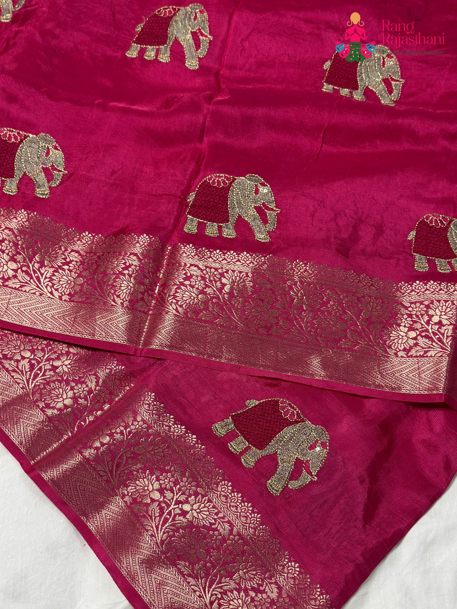 Rani Pure Russian Silk Resham Embroidery Saree for Raksha Bandhan | Indian Edit