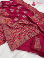 complete look of rani pure Russian silk resham embroidery saree 