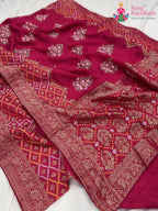 close up detailing of rani pure Russian silk resham embroidery saree 