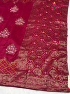close up view of rani pure russsian silk resham embroidery saree