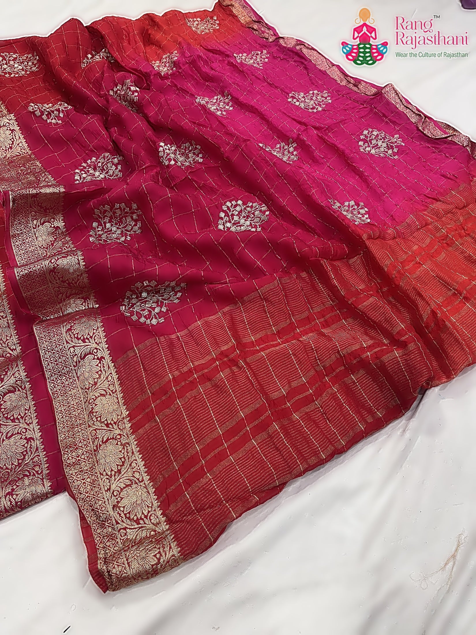 Rani Pink Pure Russian Silk Sequin Work Saree : Bright Glow