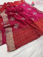 close up detailing of rani pure Russian silk sequin saree 