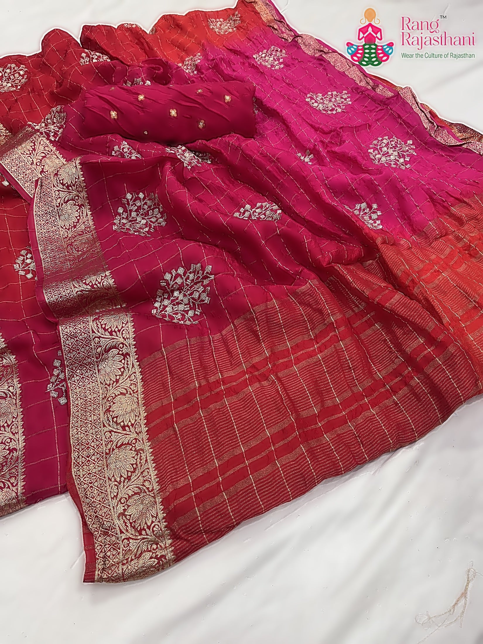 Rani Pink Pure Russian Silk Sequin Work Saree : Bright Glow