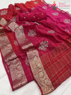 pallu detailing of rani pure Russian silk sequin saree 