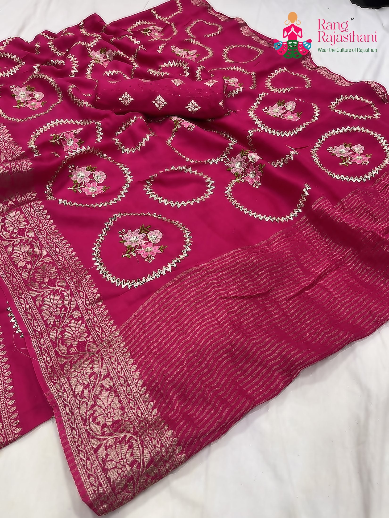 complete look of rani pure Russian silk sequin saree 