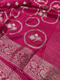 Rani Pure Russian Silk Zari Embroidery Saree for Sangeet Night | Latest Edit