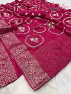 pallu detailing of rani pure Russian silk sequin saree 