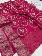 rani pure Russian silk sequin saree for sangeet night by Rang Rajasthani