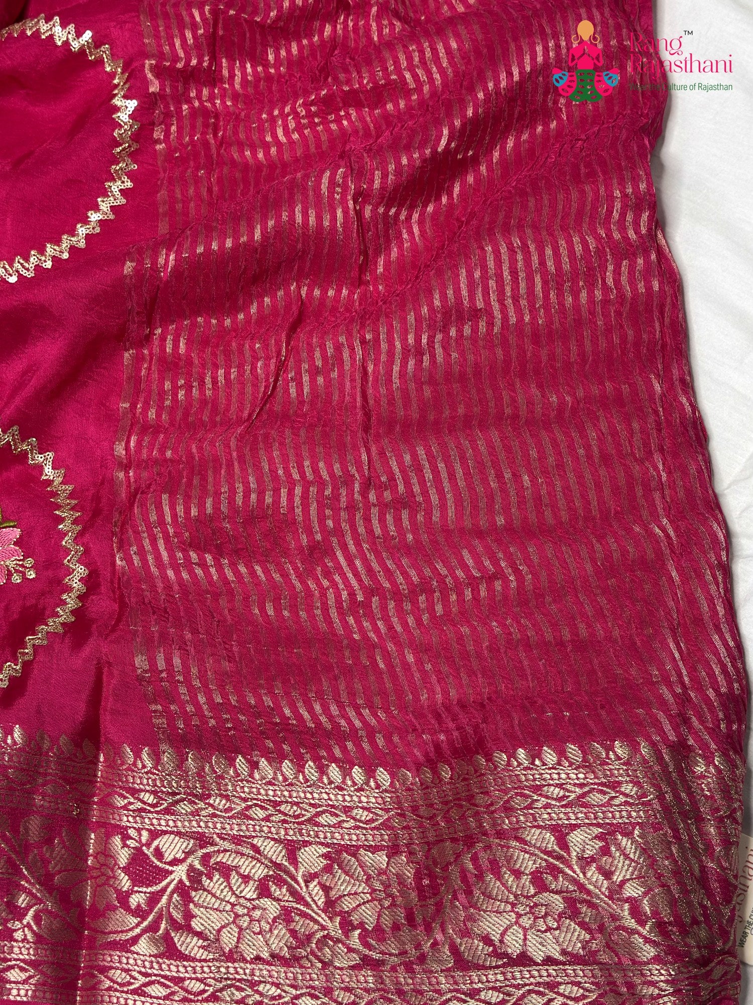Rani Pure Russian Silk Zari Embroidery Saree for Sangeet Night | Buy Now