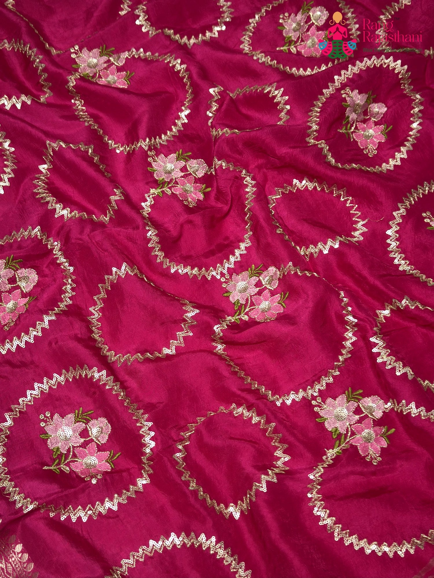 Rani Pure Russian Silk Zari Embroidery Saree for Sangeet Night | Buy Now