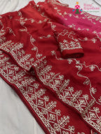 pallu detailing of rani pure upada silk gota patti saree 