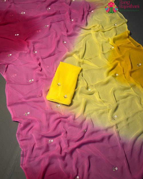 Rani Pure Chiffon Hand Embellishment Saree for Raksha Bandhan | Order Online