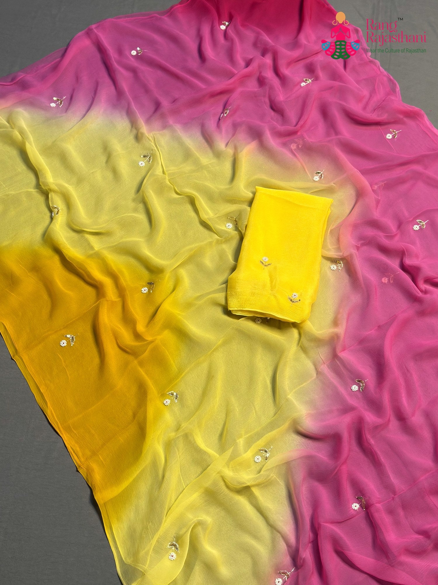 Rani Pure Chiffon Hand Embellishment Saree for Raksha Bandhan | Order Online
