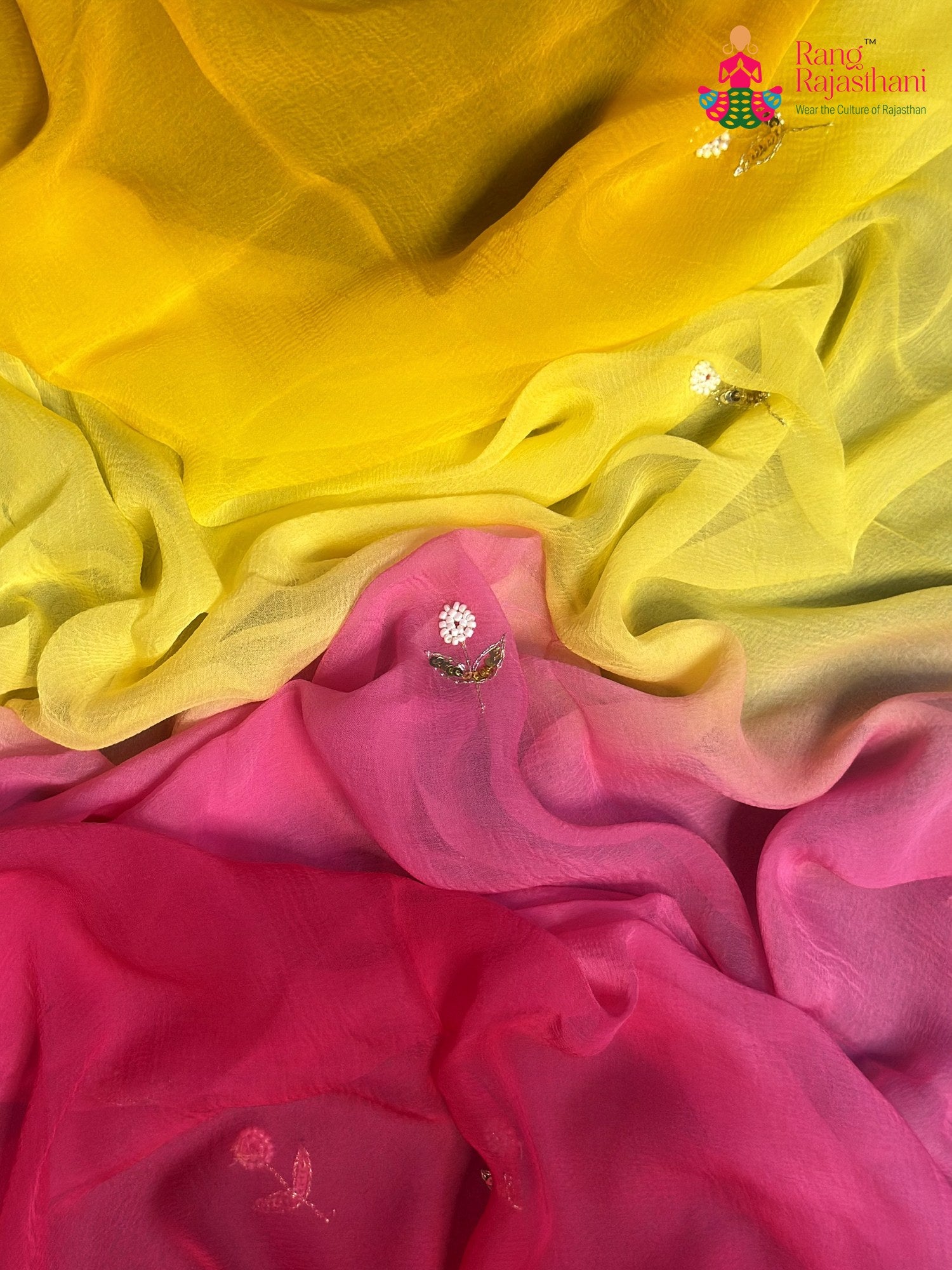 Rani Pure Chiffon Hand Embellishment Saree for Raksha Bandhan | Order Online