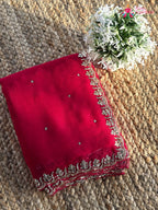 rani pure chiffon hand embellishment saree ethnic wear by Rang Rajasthani