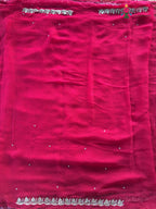 close up view of rani pure chiffon hand embellishment saree