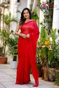 Rani Pure Chiffon Mukesh Saree for Mehendi Ceremony | Wedding Wear