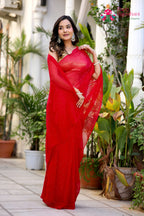 Rani Pure Chiffon Mukesh Saree for Mehendi Ceremony | Wedding Wear