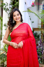 Rani Pure Chiffon Mukesh Saree for Mehendi Ceremony | Wedding Wear