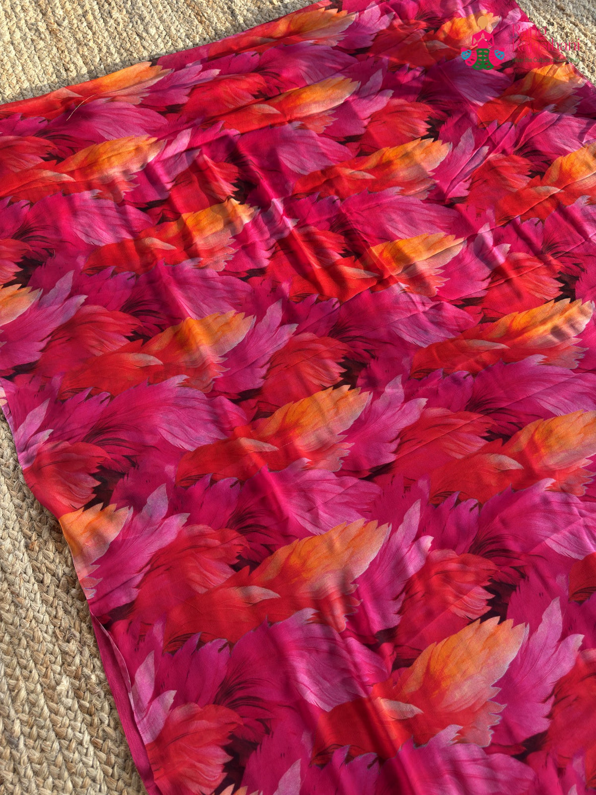 border detail of rani pure chiffon printed saree
