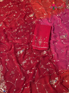 Rani Pure Chiffon Rajputi Aari Tari Saree for Bridal | Buy Online