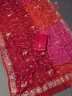Rani Pure Chiffon Rajputi Aari Tari Saree for Bridal | Buy Online