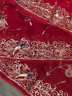 Rani Pure Chiffon Rajputi Aari Tari Saree for Bridal | Buy Online