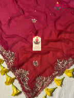 Rani Pure Chiffon Rajputi Aari Tari Saree for Wedding Guest | Shop Now