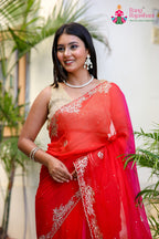 Multi Pure Chiffon Rajputi Aari Tari Saree for Wedding Guest | Shop Now
