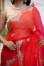 Multi Pure Chiffon Rajputi Aari Tari Saree for Wedding Guest | Shop Now