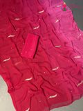 Rani Pure Chiffon Rajputi Aari Tari Saree for Wedding Guest | Buy Today