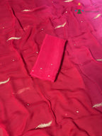 Rani Pure Chiffon Rajputi Aari Tari Saree for Wedding Guest | Buy Today