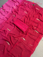 Rani Pure Chiffon Rajputi Aari Tari Saree for Wedding Guest | Buy Today