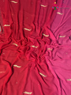 Rani Pure Chiffon Rajputi Aari Tari Saree for Wedding Guest | Buy Today