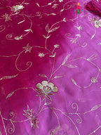 Multi Pure Chiffon Rajputi Aari Tari Saree for Mayra Ceremony | Designer Pick
