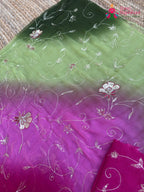 Multi Pure Chiffon Rajputi Aari Tari Saree for Mayra Ceremony | Designer Pick