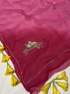 Rani Pure Chiffon Rajputi Aari Tari Saree for Haldi Ceremony | Designer Saree