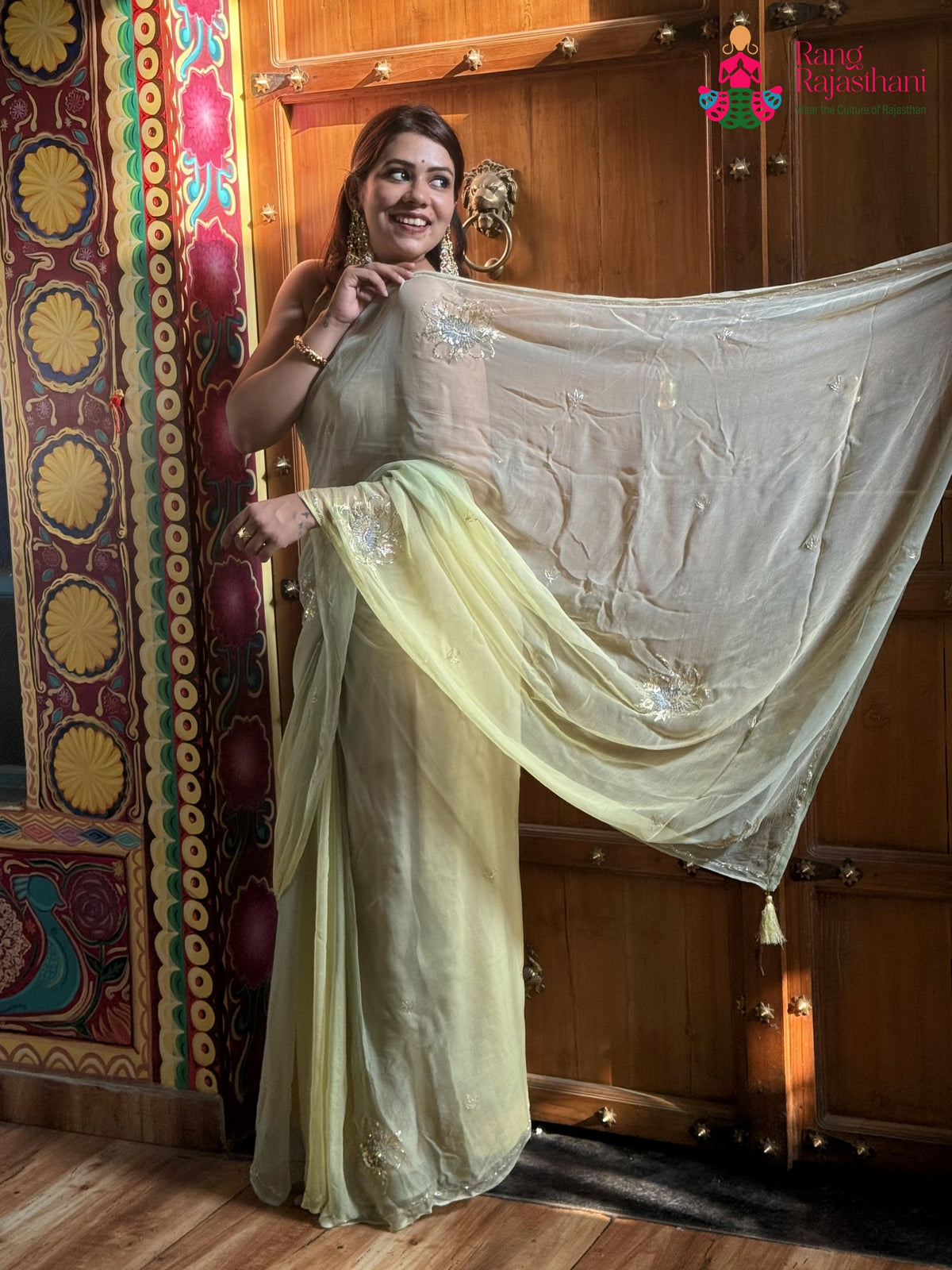 Multi Pure Chiffon Sequin Saree for Raksha Bandhan | Exclusive Pick
