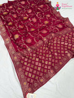 full view of rani pure crape chinon banarasi khaddi mina jaal saree