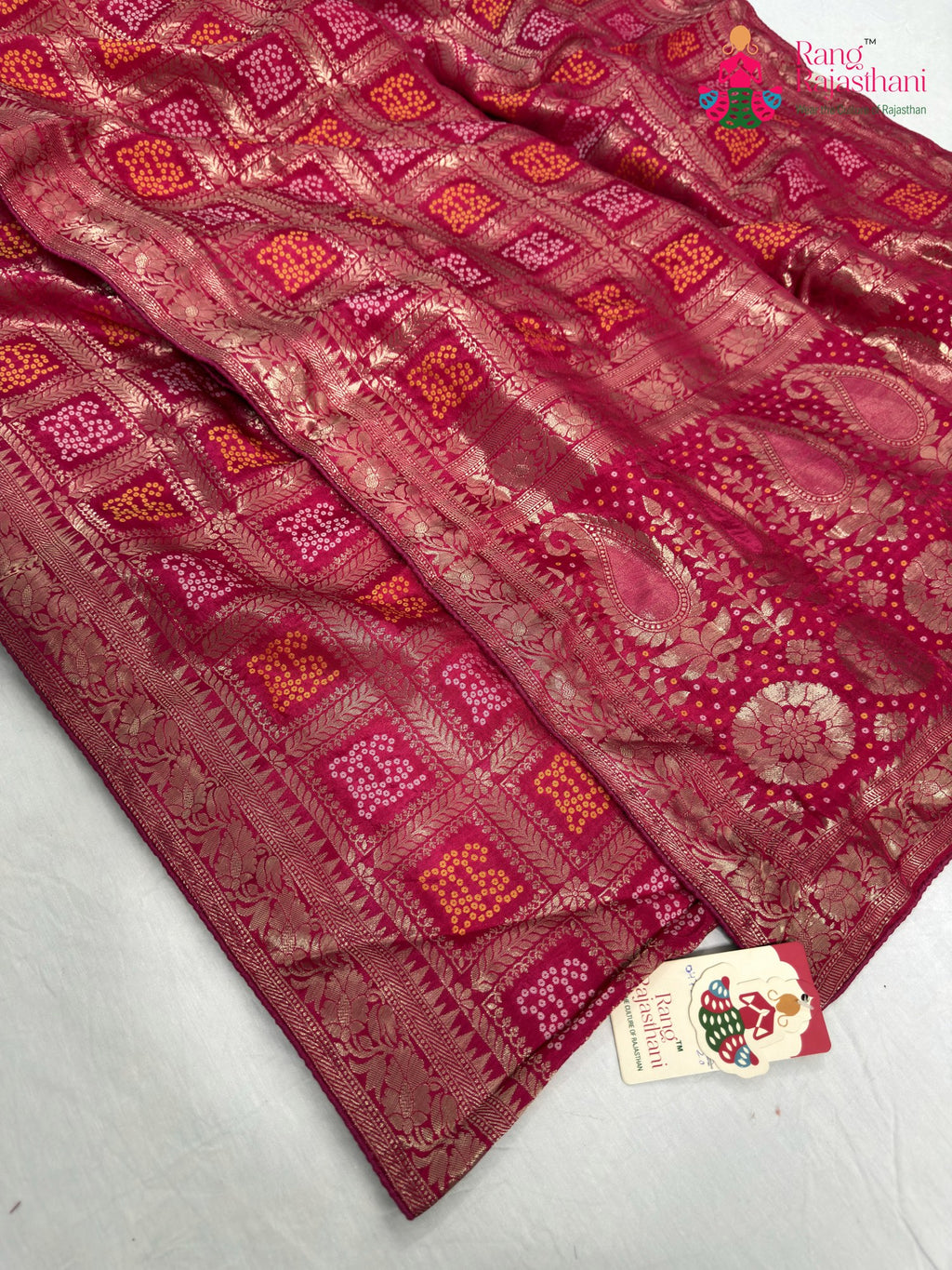 complete look of rani pure dola silk banarasi zari weave saree
