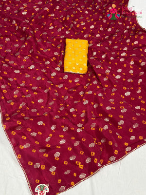 Rani Pure Dola Silk Bandhani Chunri Saree for Haldi Ceremony | Trending Pick