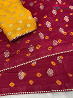 Rani Pure Dola Silk Bandhani Chunri Saree for Haldi Ceremony | Trending Pick