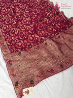 border detailing of rani pure georgette khaddi saree