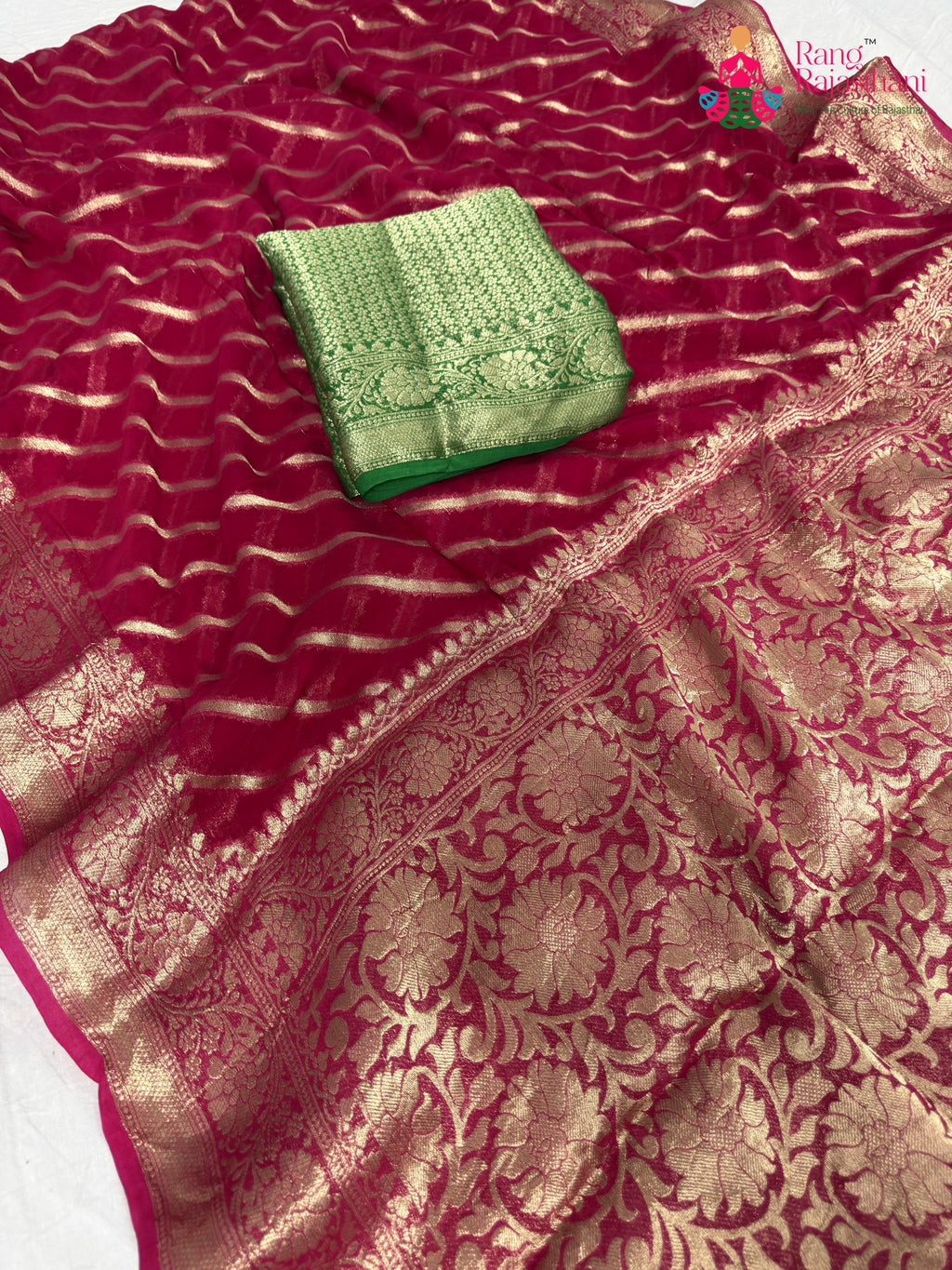 Rani Georgette Royal Saree : Banarasi Bloom Glow