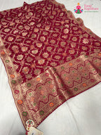 border detailing of rani pure georgette khaddi saree