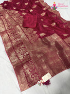 complete look of rani pure ho silk banarasi zari weave saree