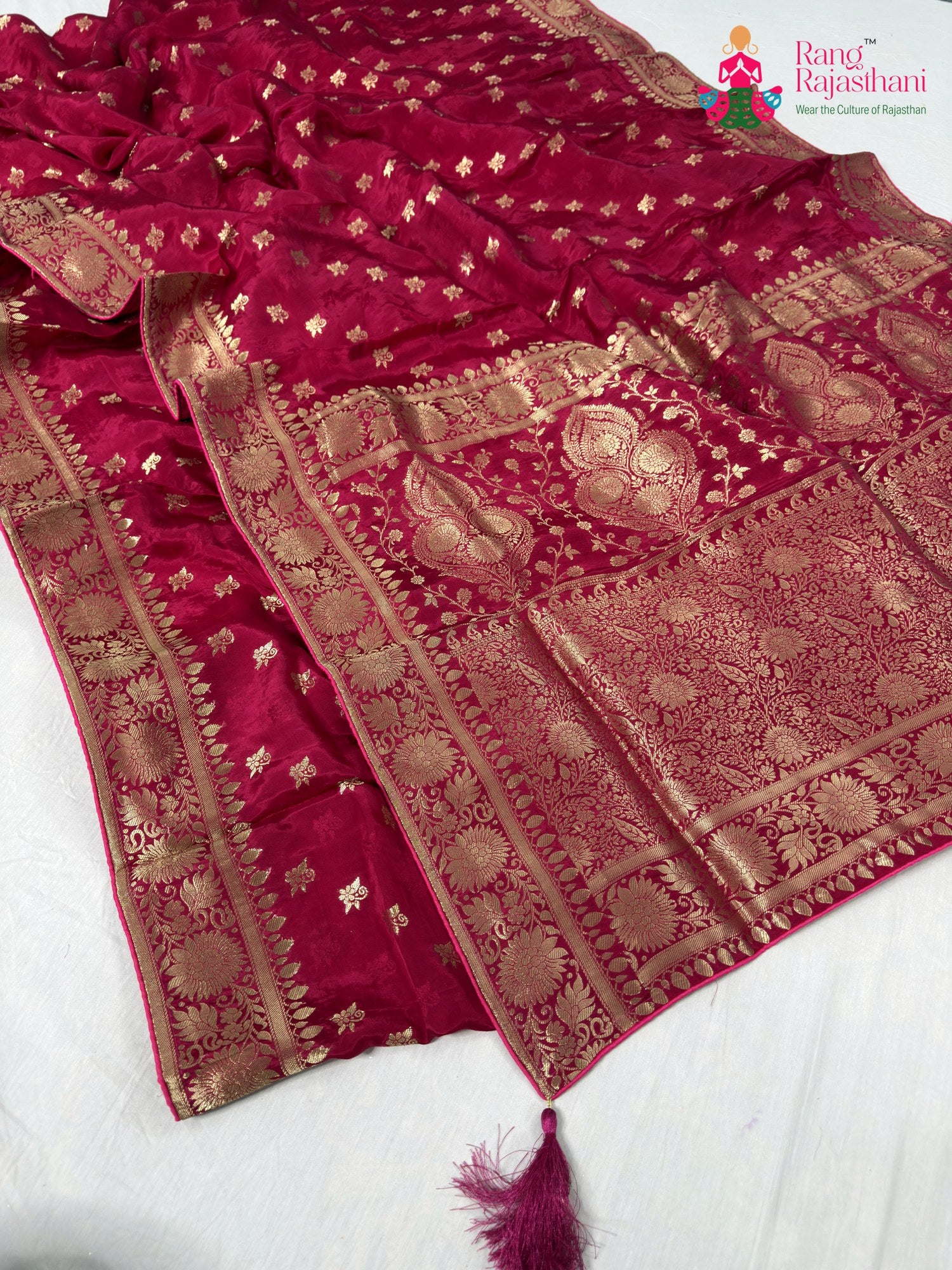 complete look of rani pure ho silk banarasi zari weave saree