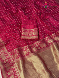 Rani Pure Dola Silk Bandhani Chunri Saree for Sangeet Night | Bridal Wear