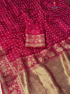 Rani Pure Dola Silk Bandhani Chunri Saree for Sangeet Night | Bridal Wear